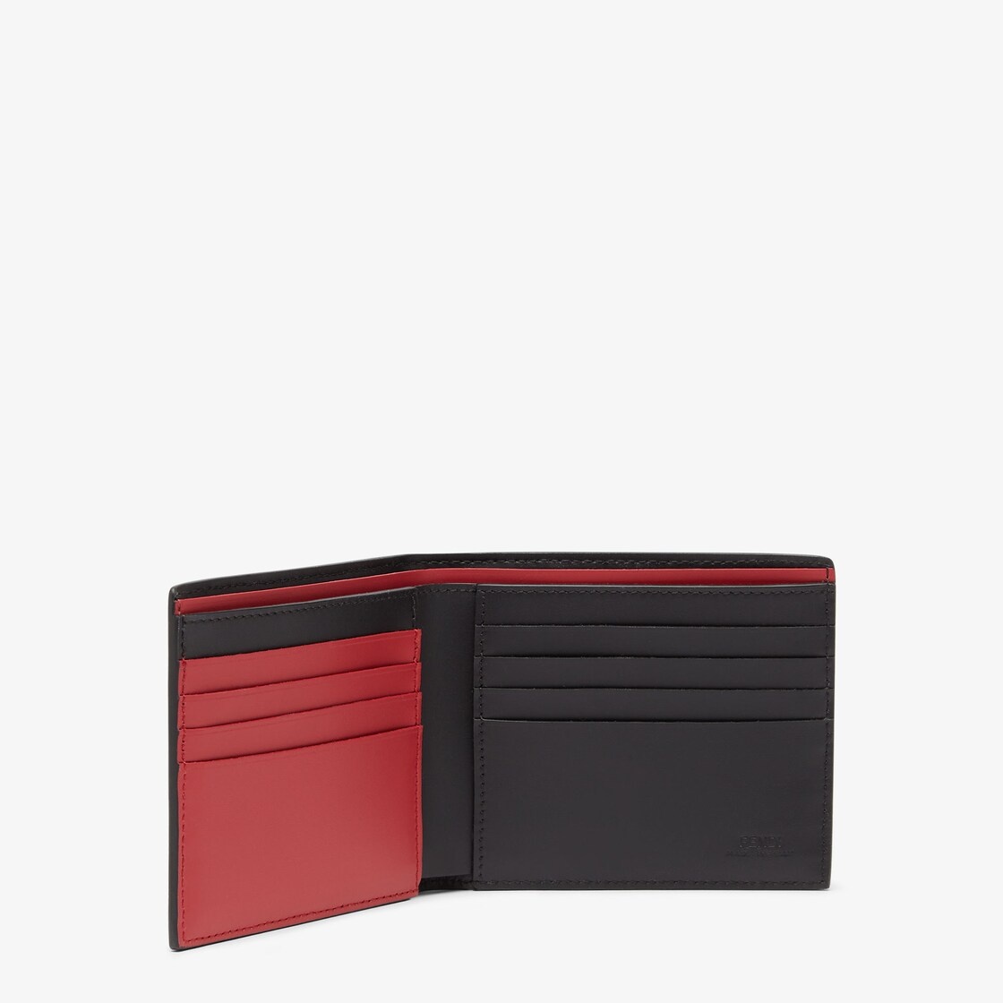 Wallet with eight interior card slots and two compartments for banknotes. Made of black leather with - 3