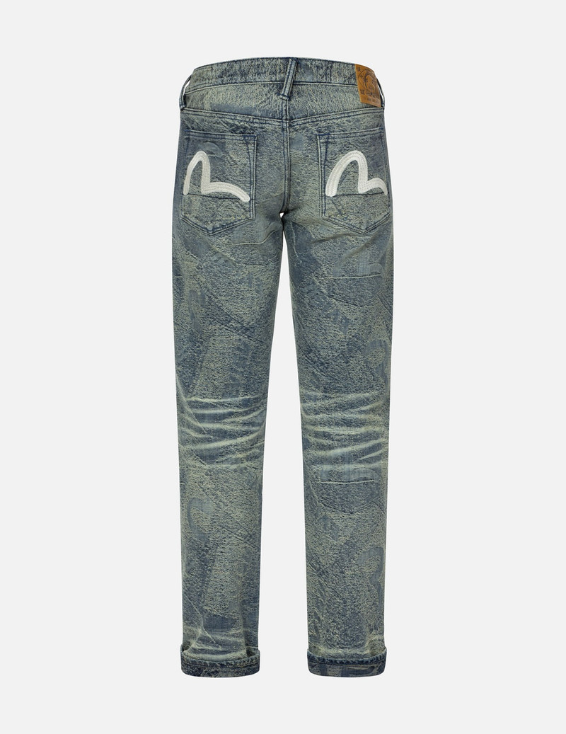 WASHED SEAGULL EMBROIDERY REGULAR STRAIGHT FIT JEANS #2008 2