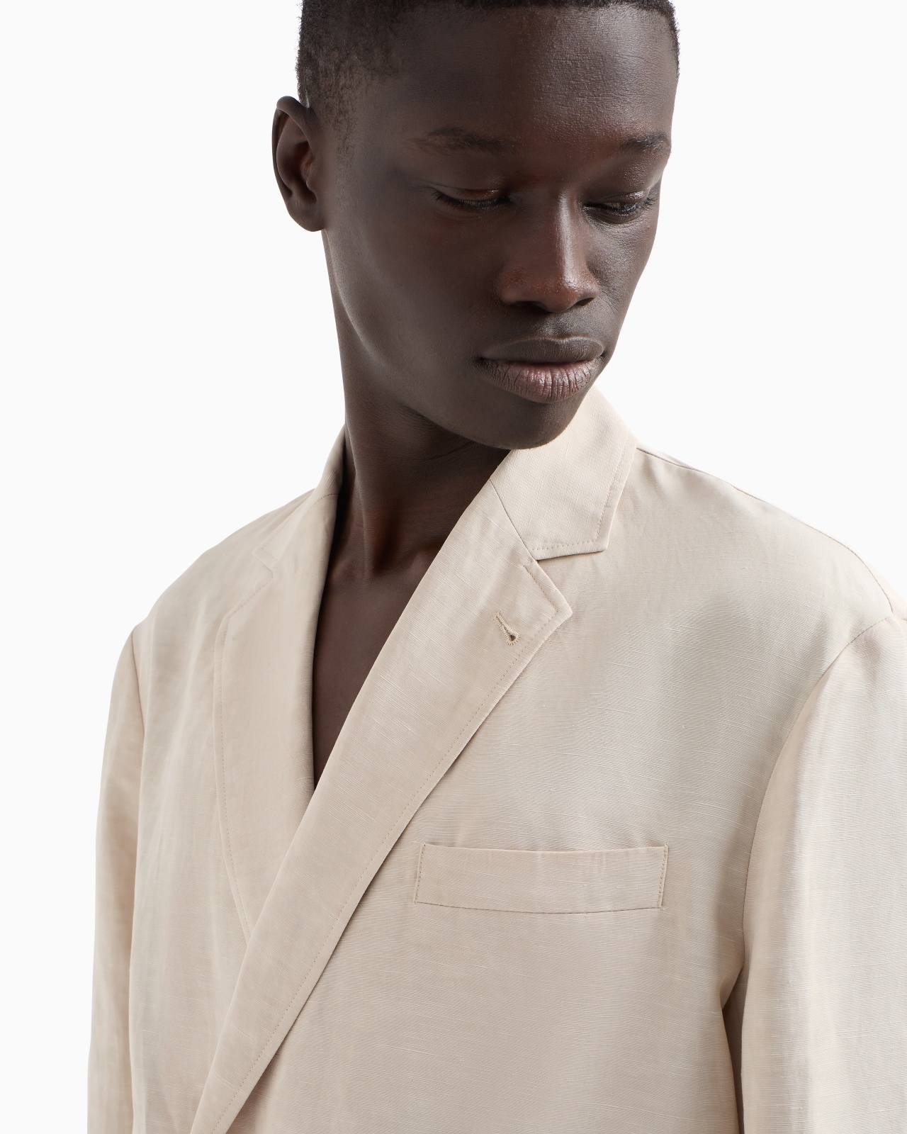 DOUBLE-BREASTED LINEN-BLEND BLAZER - 5
