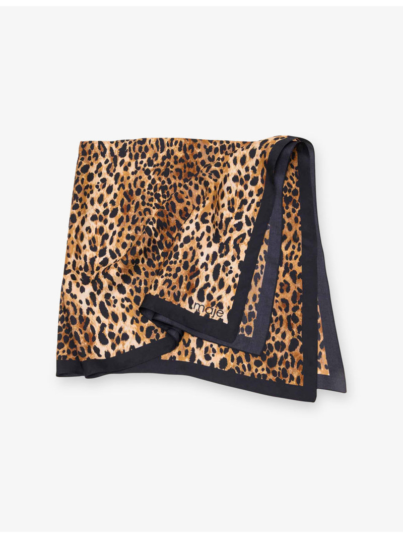 maje Leopard-Print Square Silk Scarf outlook