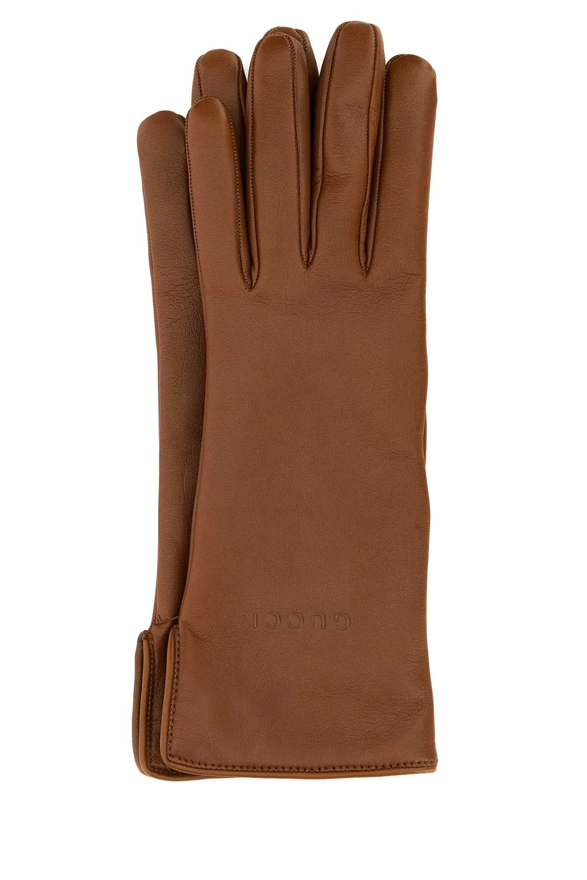 Gucci Women Caramel Leather Gloves - 1