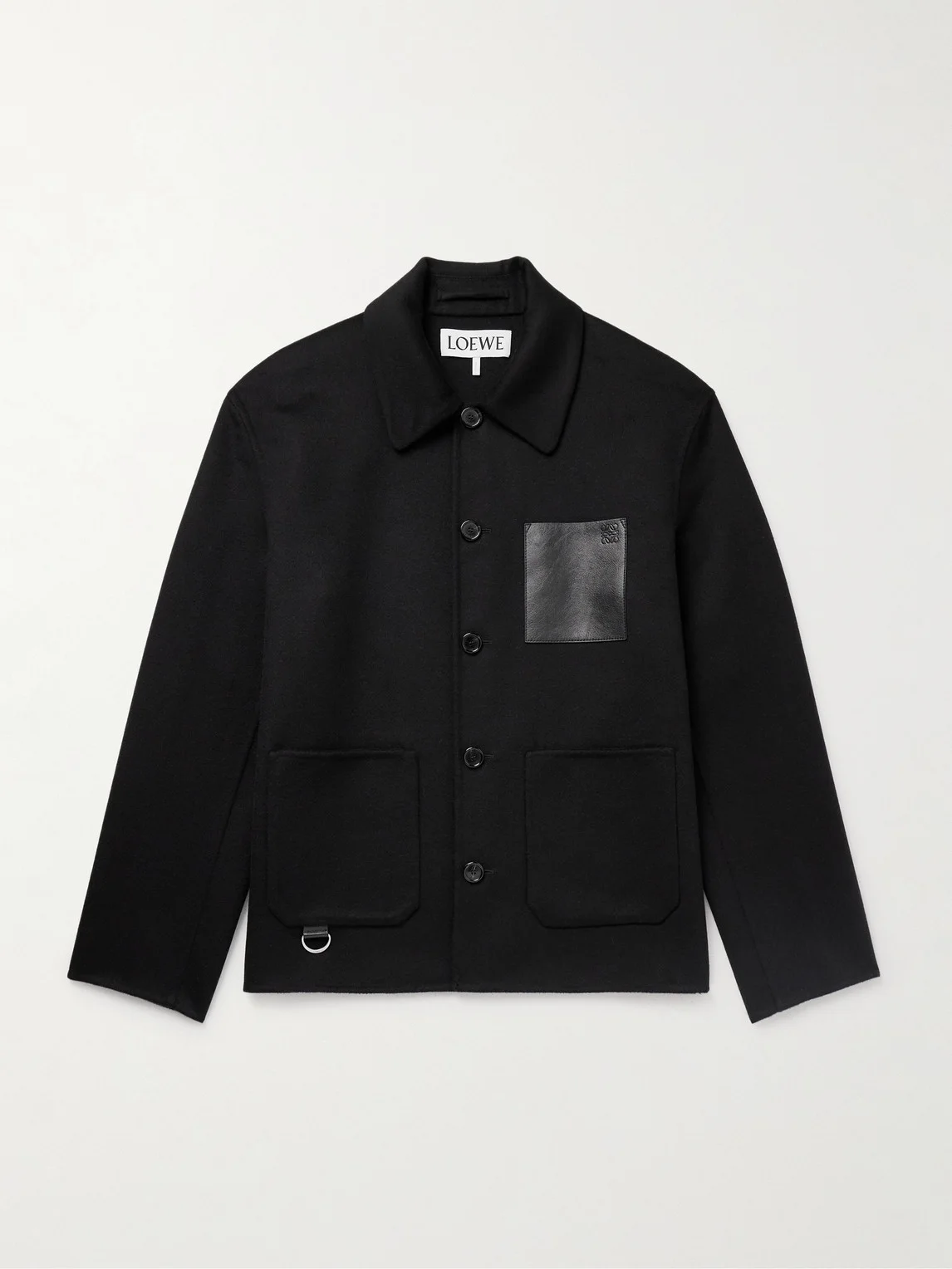 Leather-Trimmed Wool and Cashmere-Blend Overshirt - 1