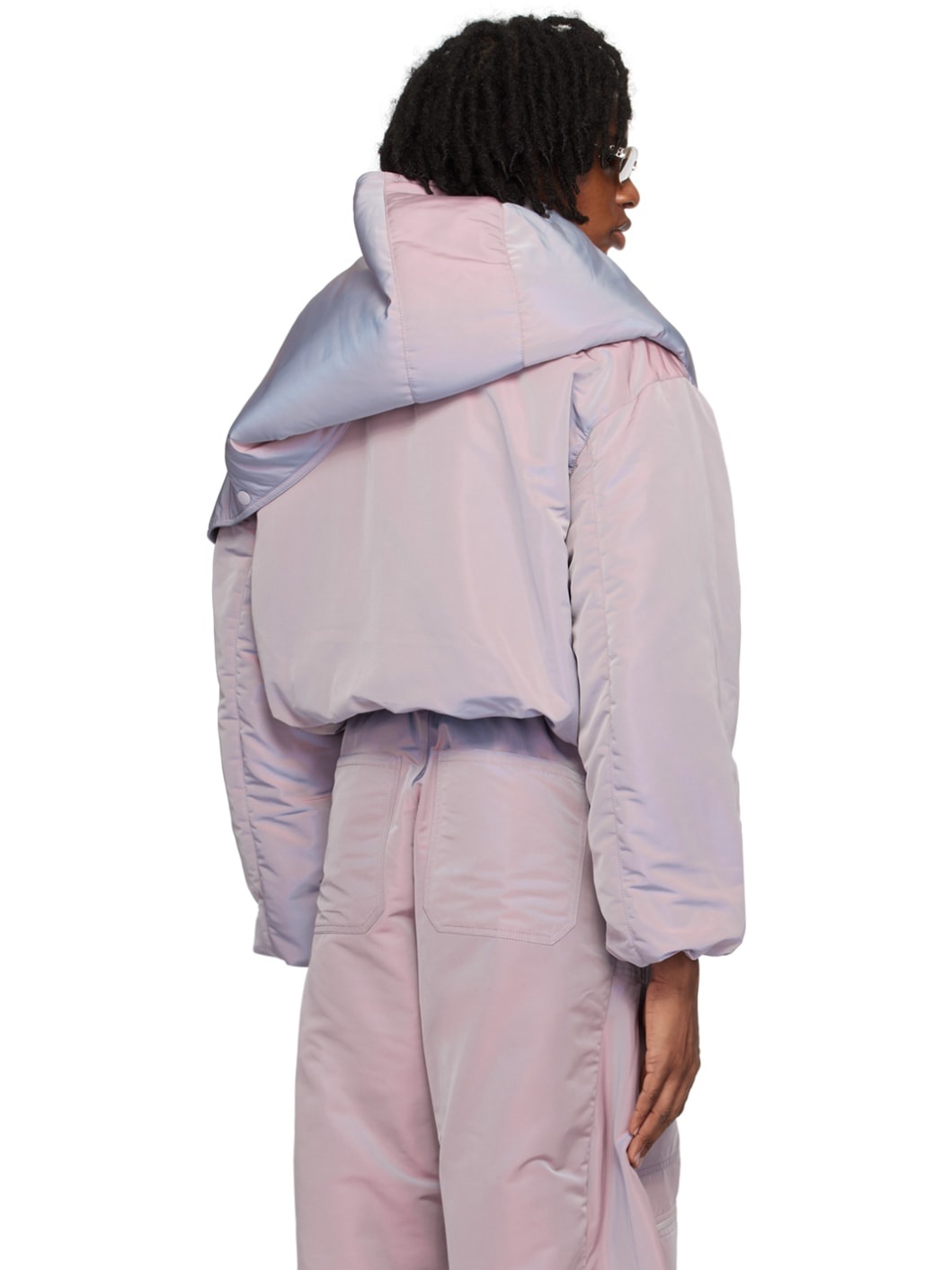 Purple Snap Off Puffer Jacket - 3