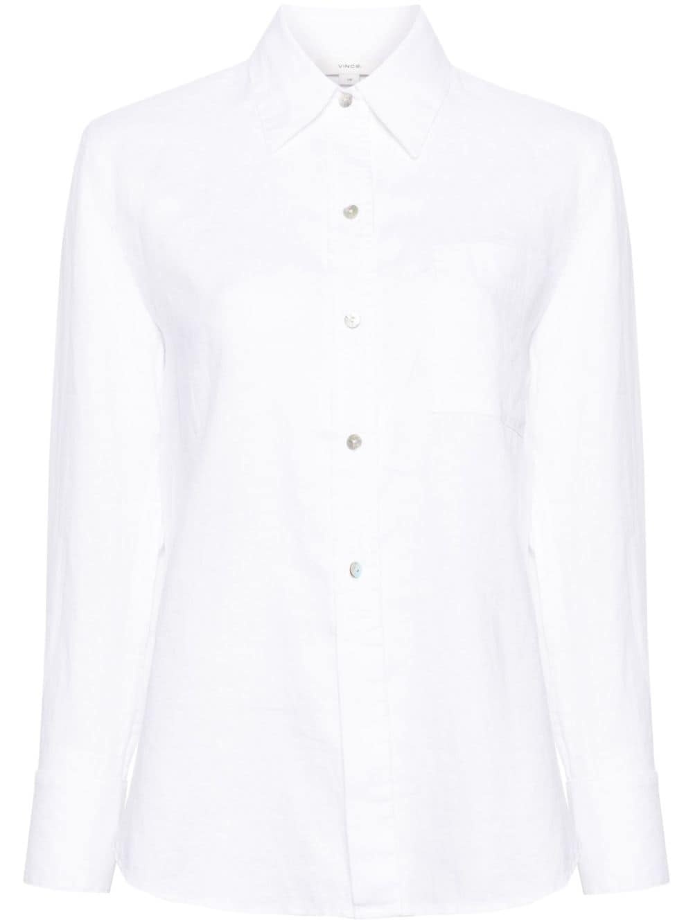 classic-collar linen shirt - 1