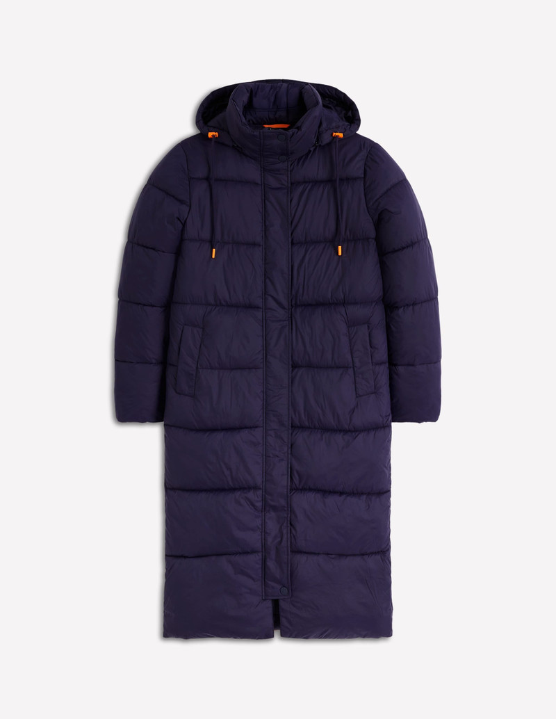 Longline Padded Coat-Navy 1