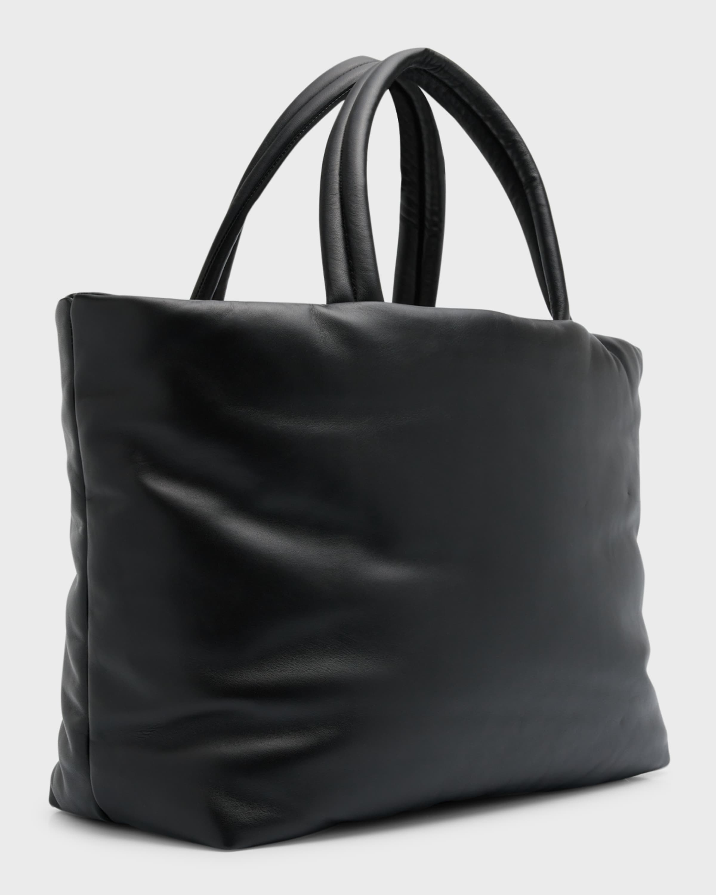 Men's Embossed Padded Leather Tote Bag - 4