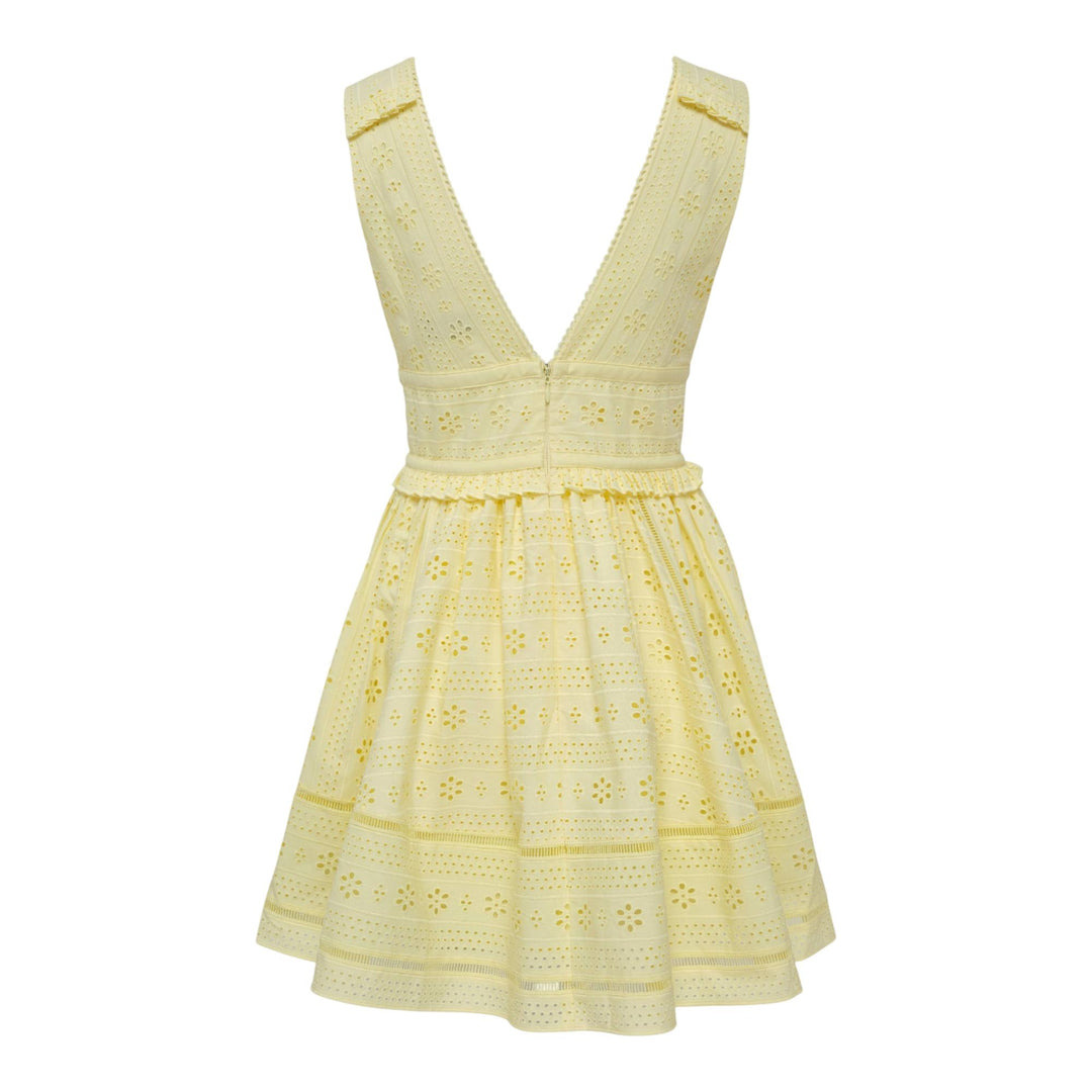Yellow Cotton Broderie Mini Dress - 2