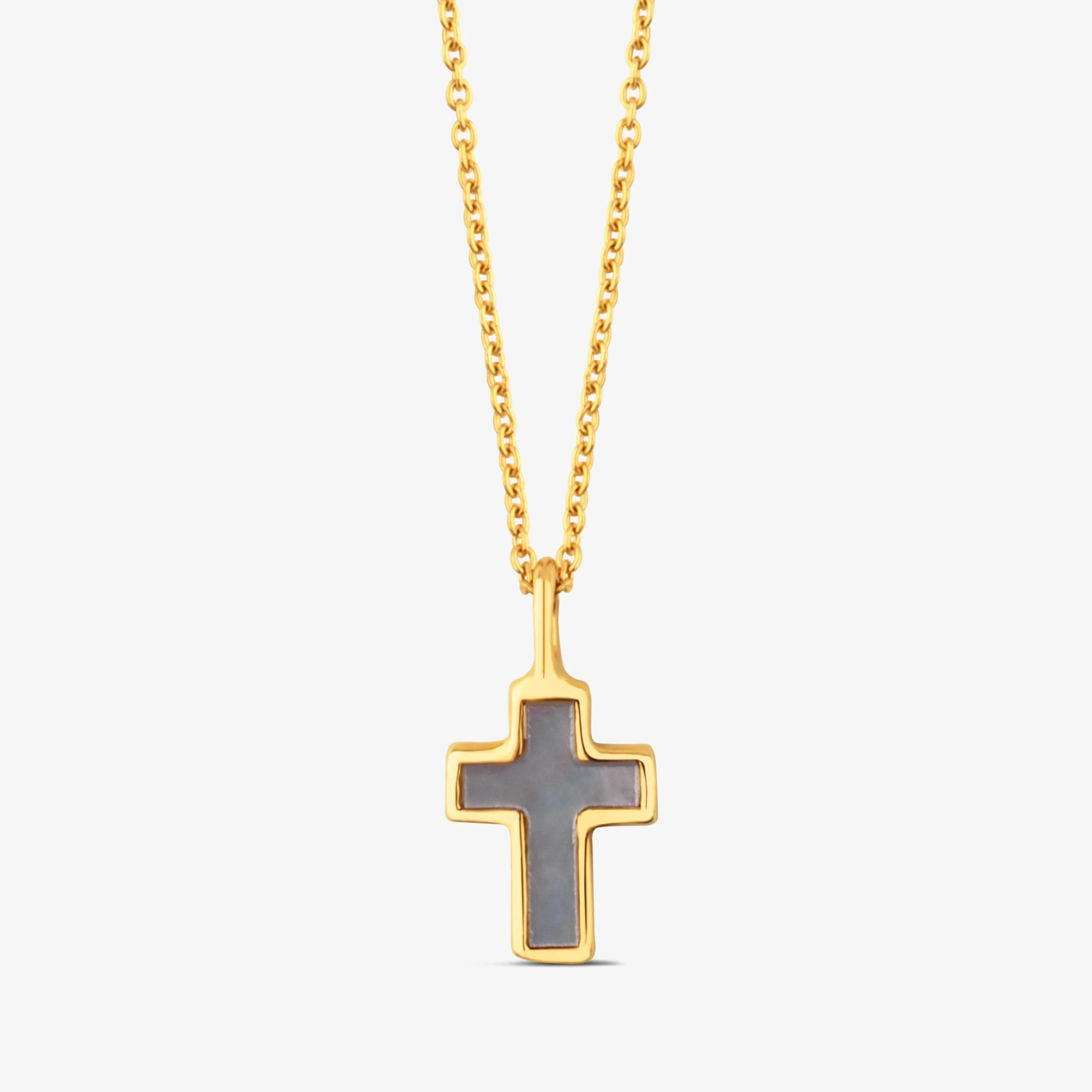 18K solid gold and Mother-of-pearl XXS cross Necklace - 1