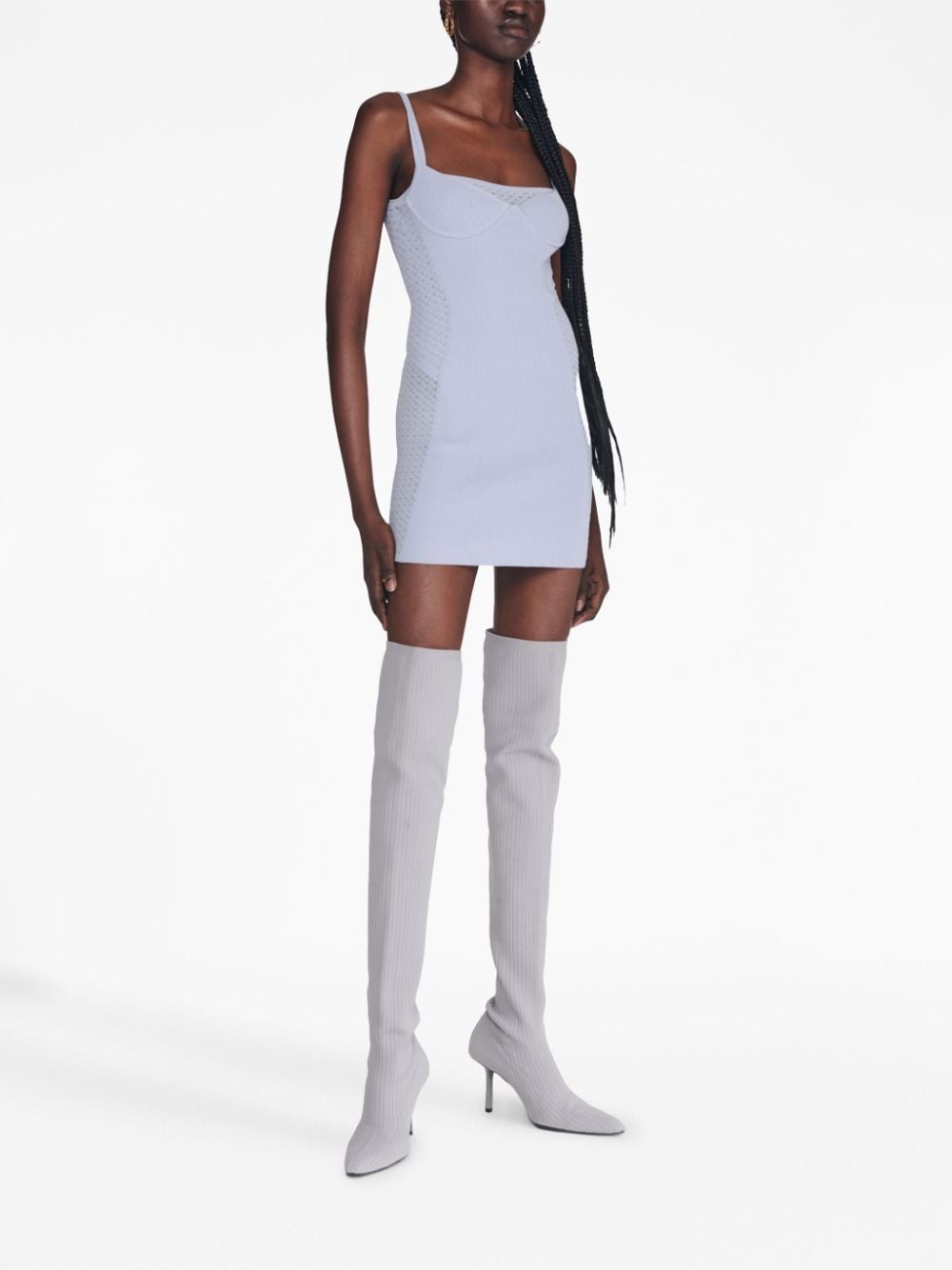 Serpent lace-panel ribbed-knit minidress - 3
