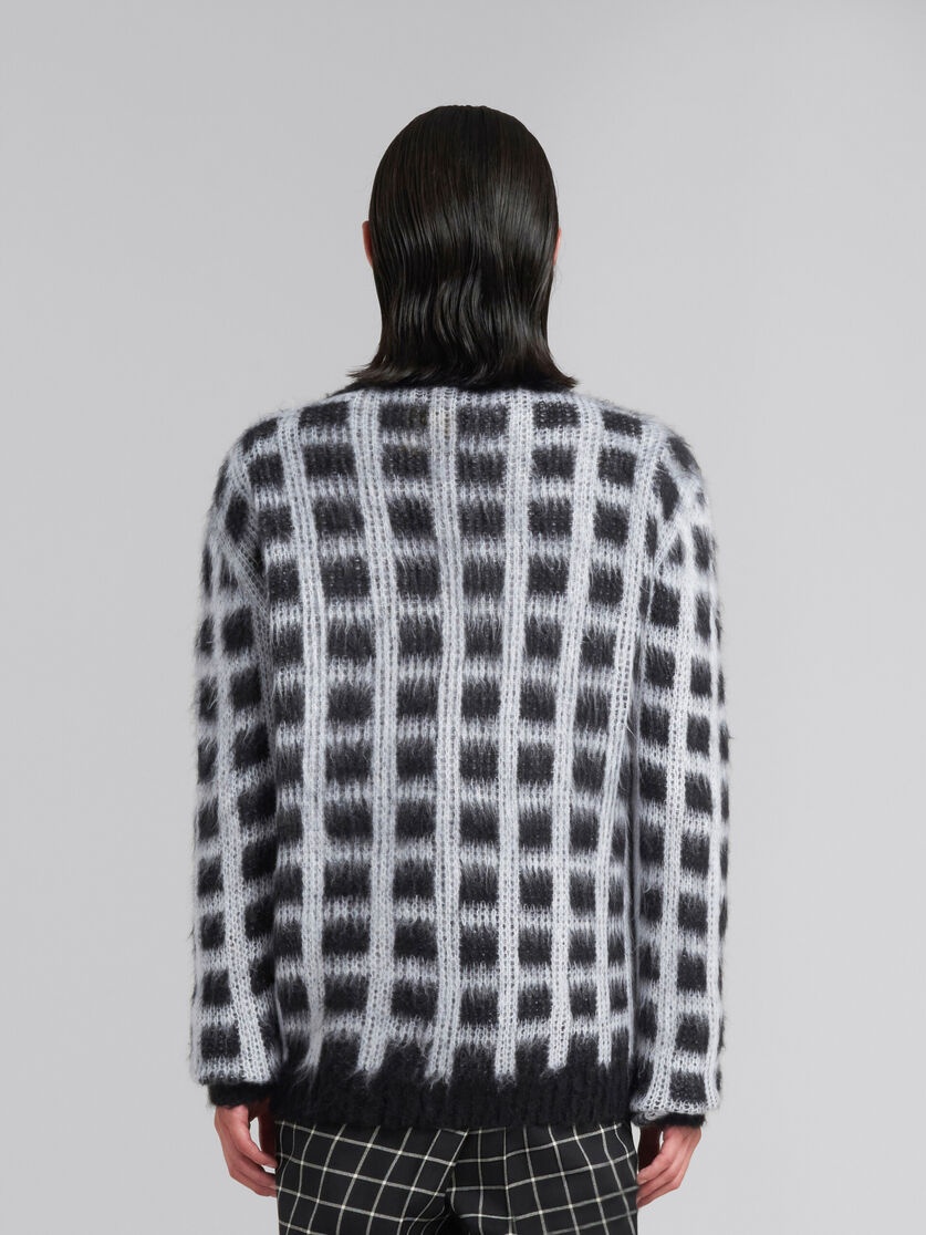 BLACK CHECKED MOHAIR CARDIGAN - 3