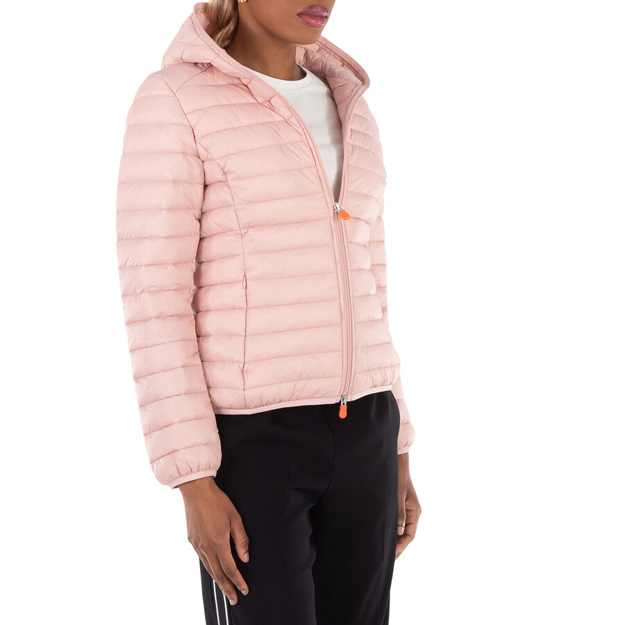 Save The Duck - Open Box - Save The Duck Ladies Pink Daisy Animal Free Hooded Puffer Jacket, Brand Size 2 (Medium) - 3