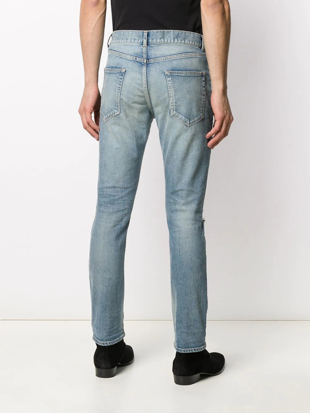 distressed detail slim-fit jeans - 4