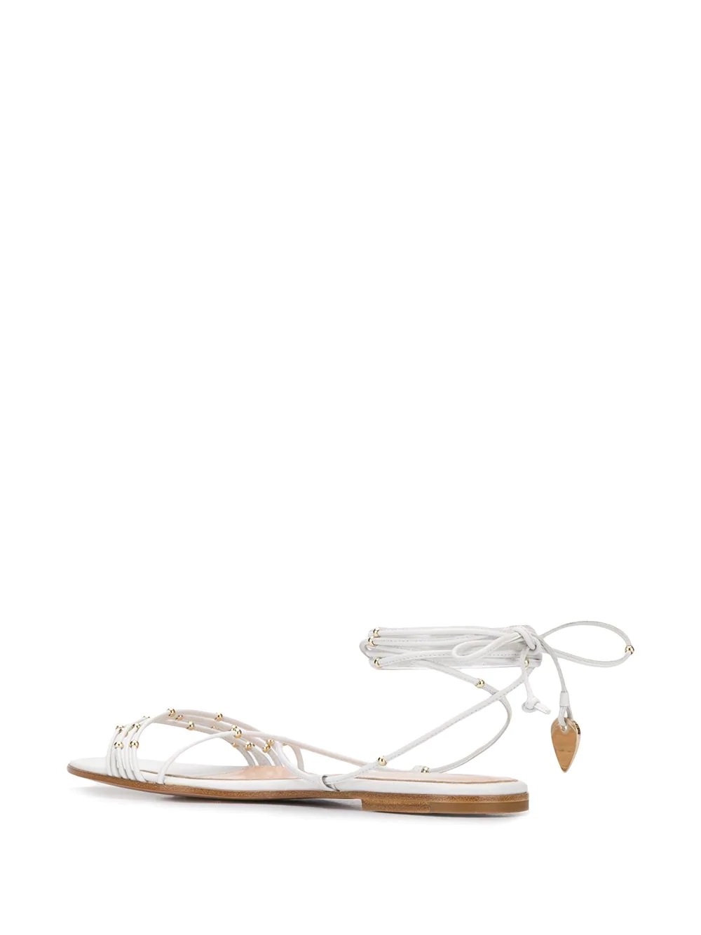 wrap-around beaded flat sandals - 3