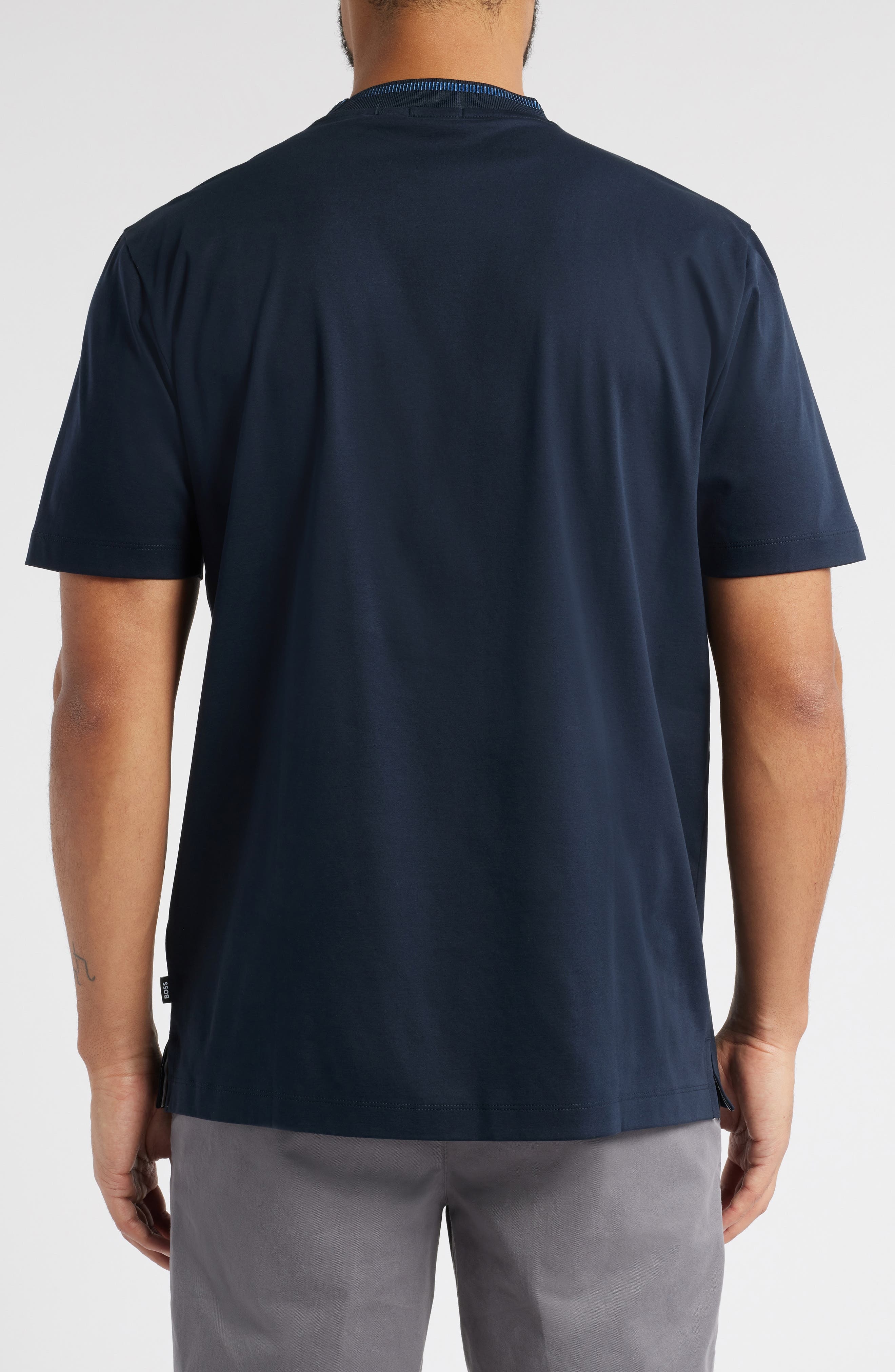 BOSS Tessler Tipped Cotton Crewneck T-Shirt in Dark Blue at Nordstrom - 2
