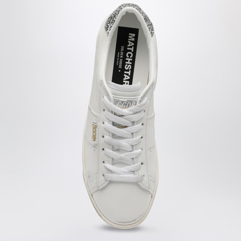 Golden Goose White Matchstar Sneaker With Silver Glitter Women - 3