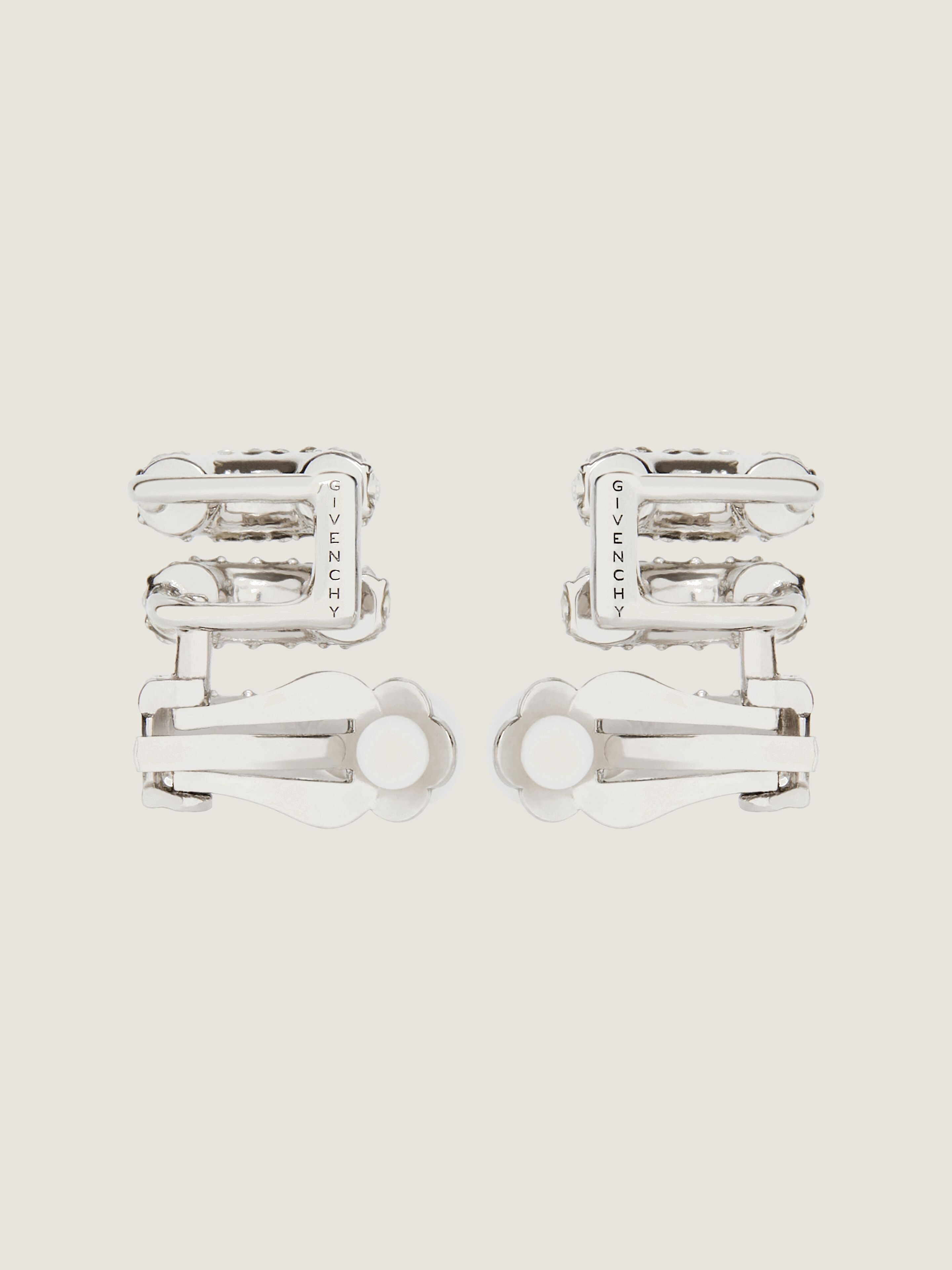 STITCH CLIP EARRINGS IN METAL WITH CRYSTALS - 4