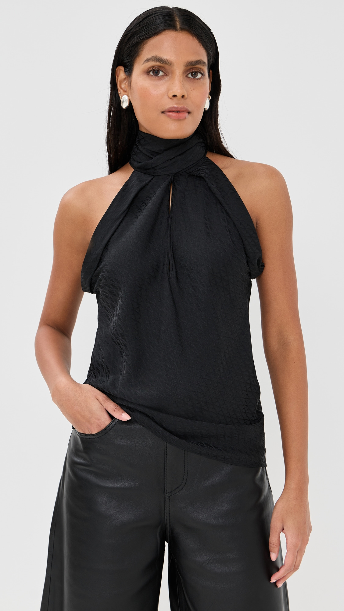 Blouse V Monogram Jacquard Silk Satin - 6