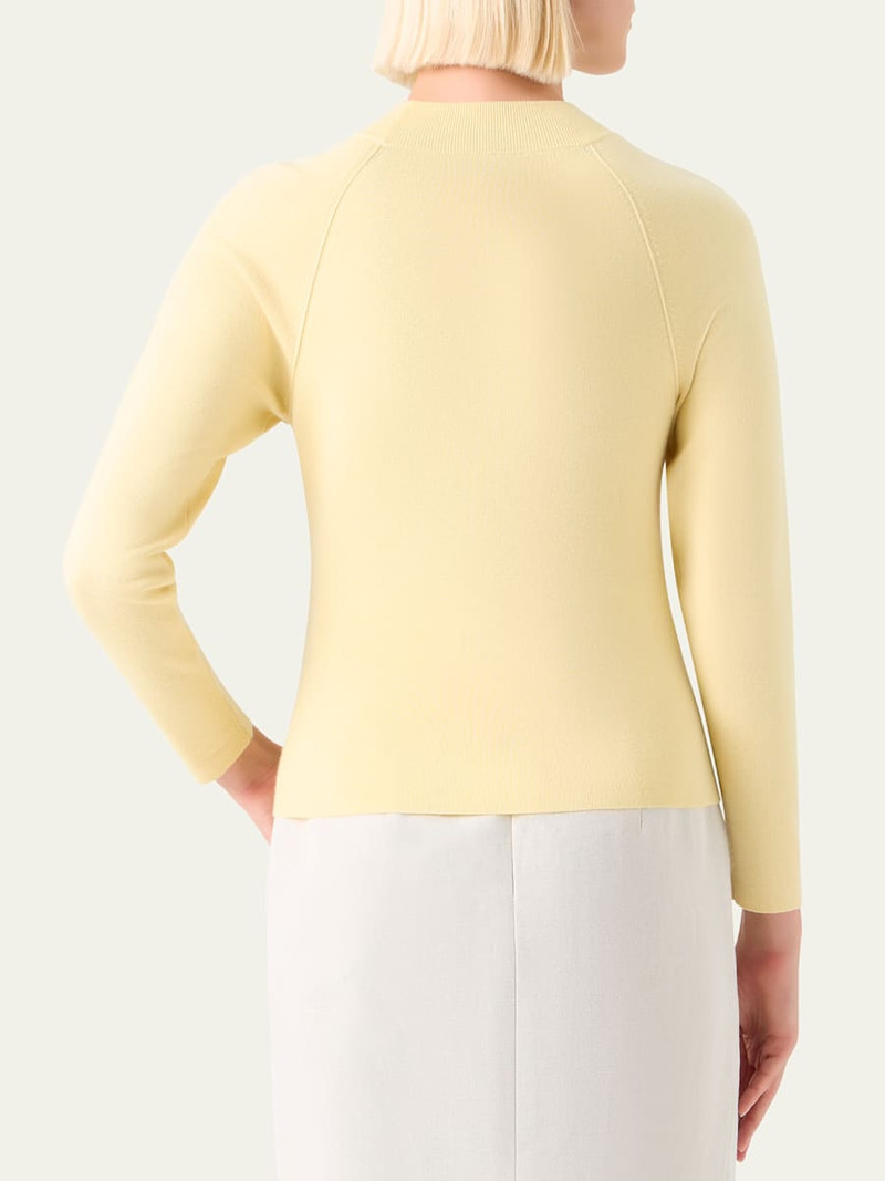 Mock-Neck Cashmere-Silk Raglan-Sleeve Sweater 3