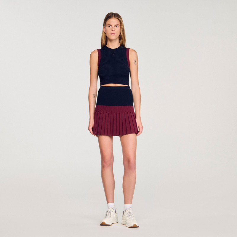 Sandro MINI TWO-TONE PLEATED SKIRT outlook