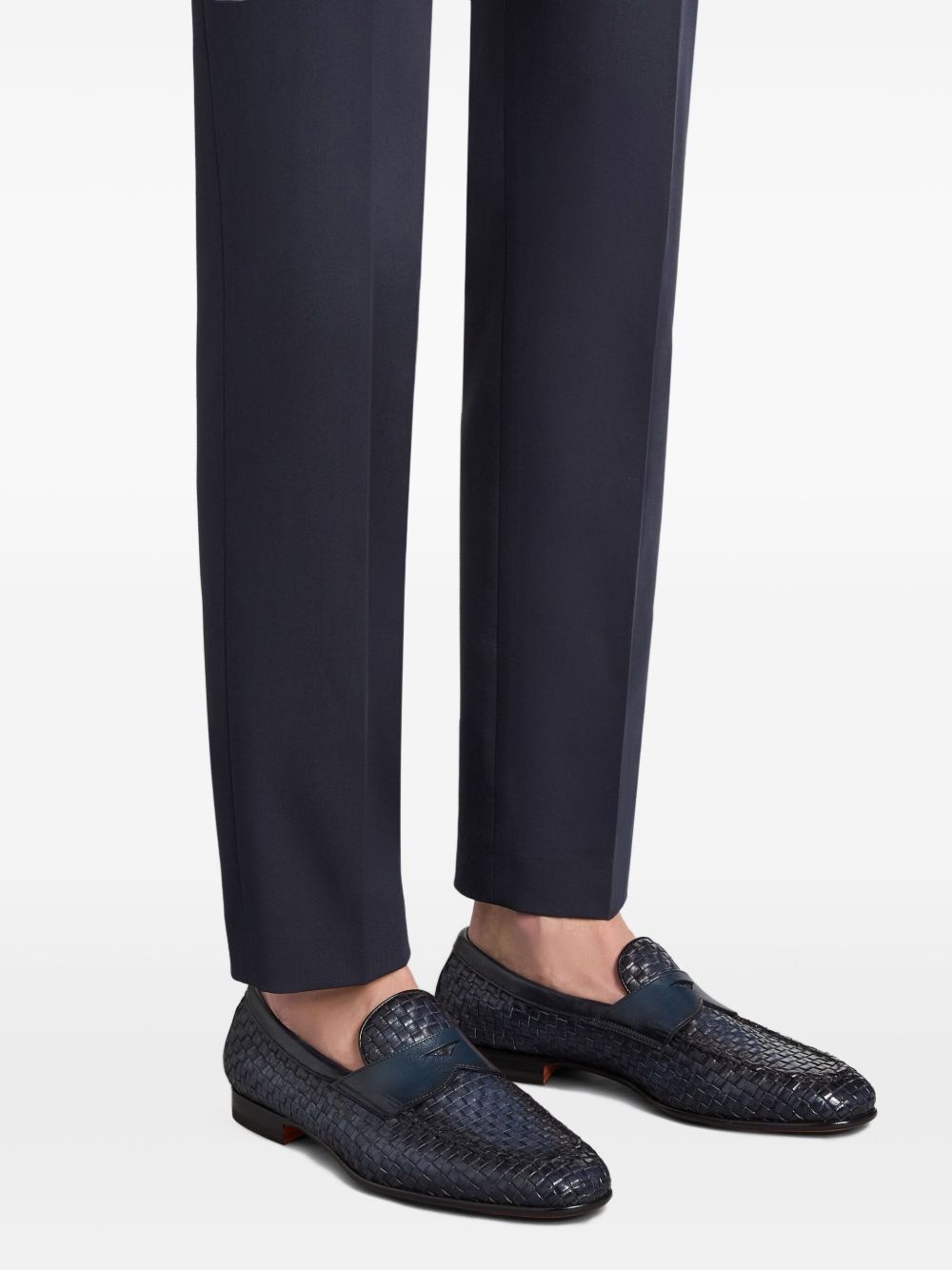 woven leather loafers - 6