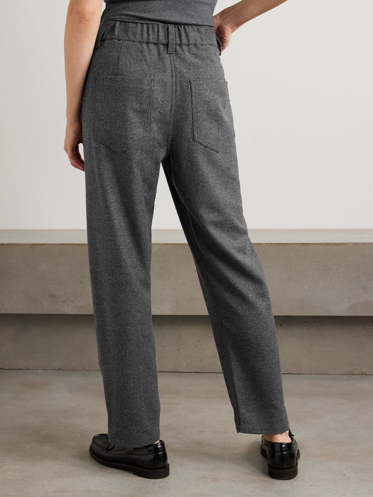 Cropped pleated virgin wool and cashmere-blend pants Gray - 3