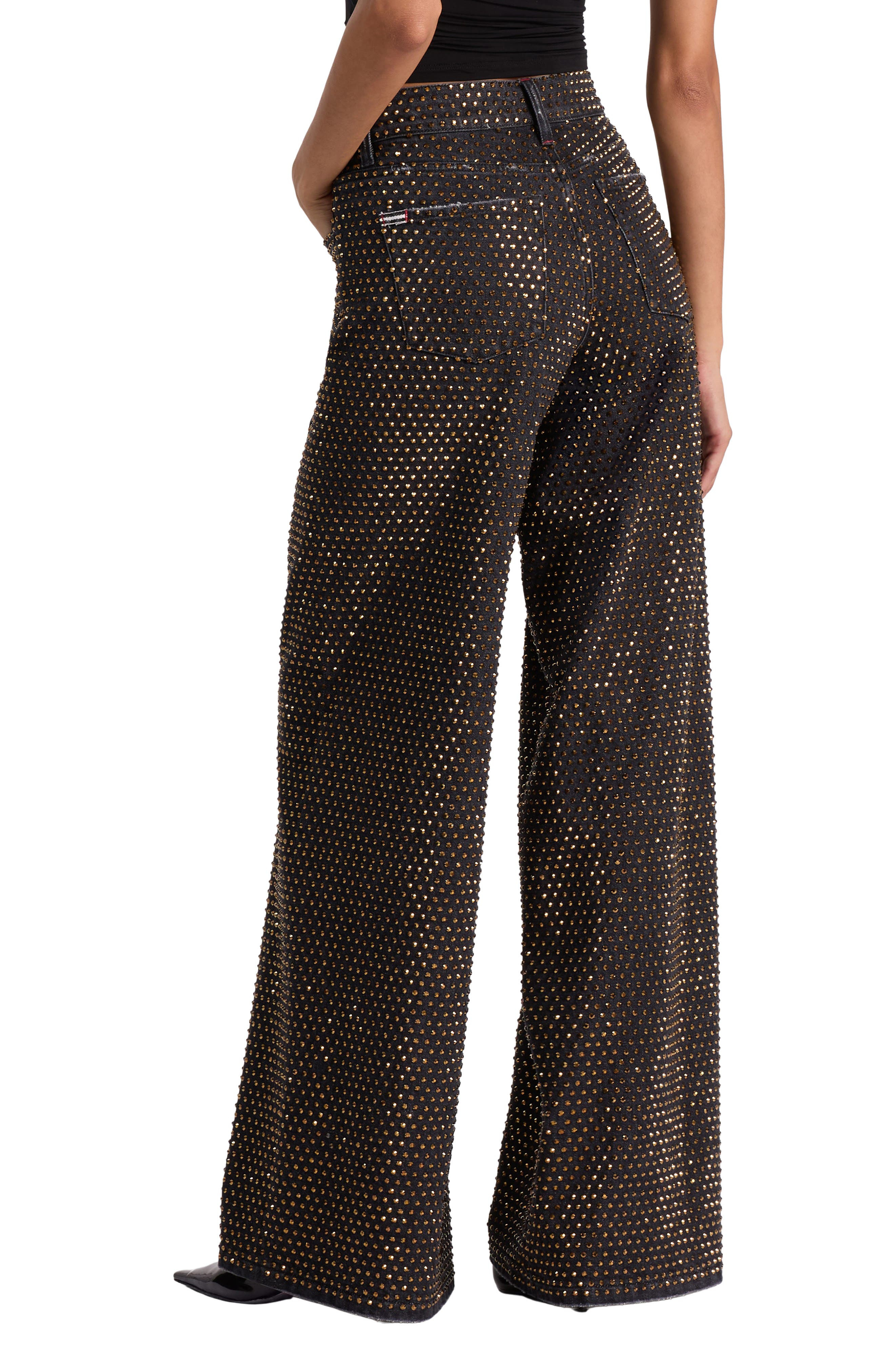 Alice + Olivia Amazing Stud Embellished Baggy Wide Leg Jeans in Maya Charcoal Black at Nordstrom - 2