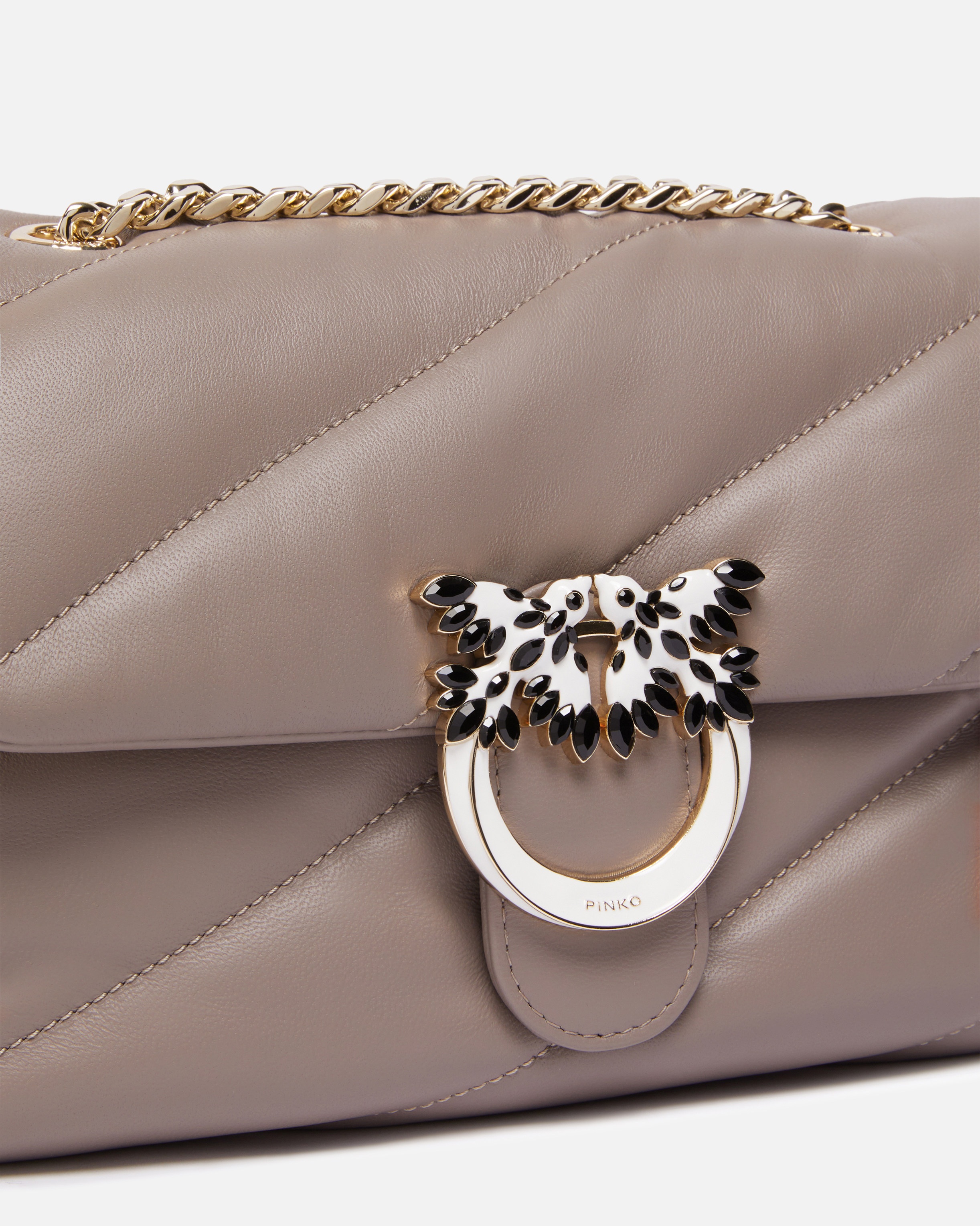 QUILTED LOVE BAG PUFF SHOULDER BAG WITH JEWEL BUCKLE PINKO GALLERIA - 3