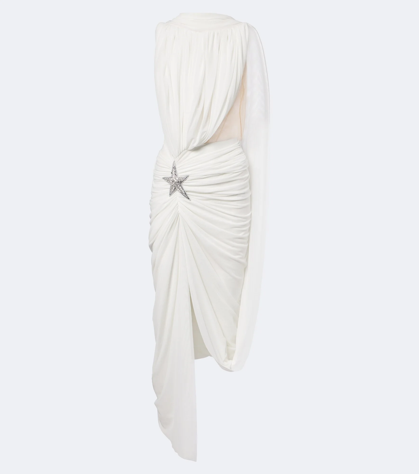 Asymmetric draped embellished minidress - 1