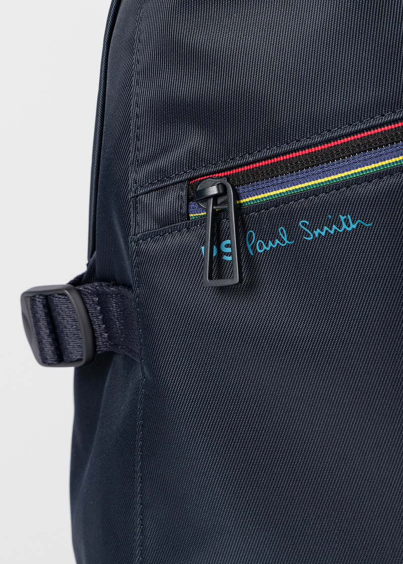 Navy 'Sports Stripe' Nylon Backpack 6