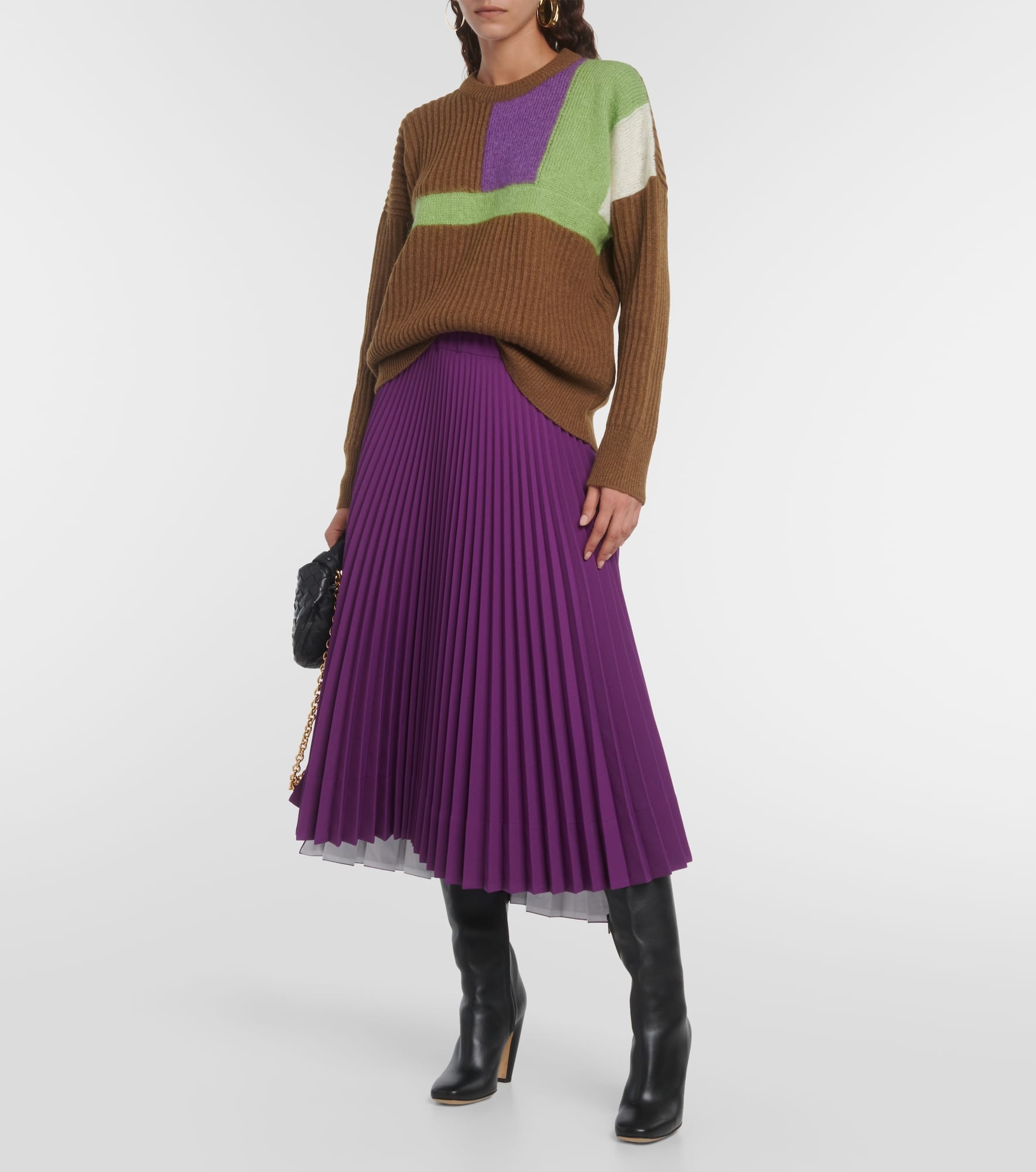 Pleated jersey midi skirt - 2