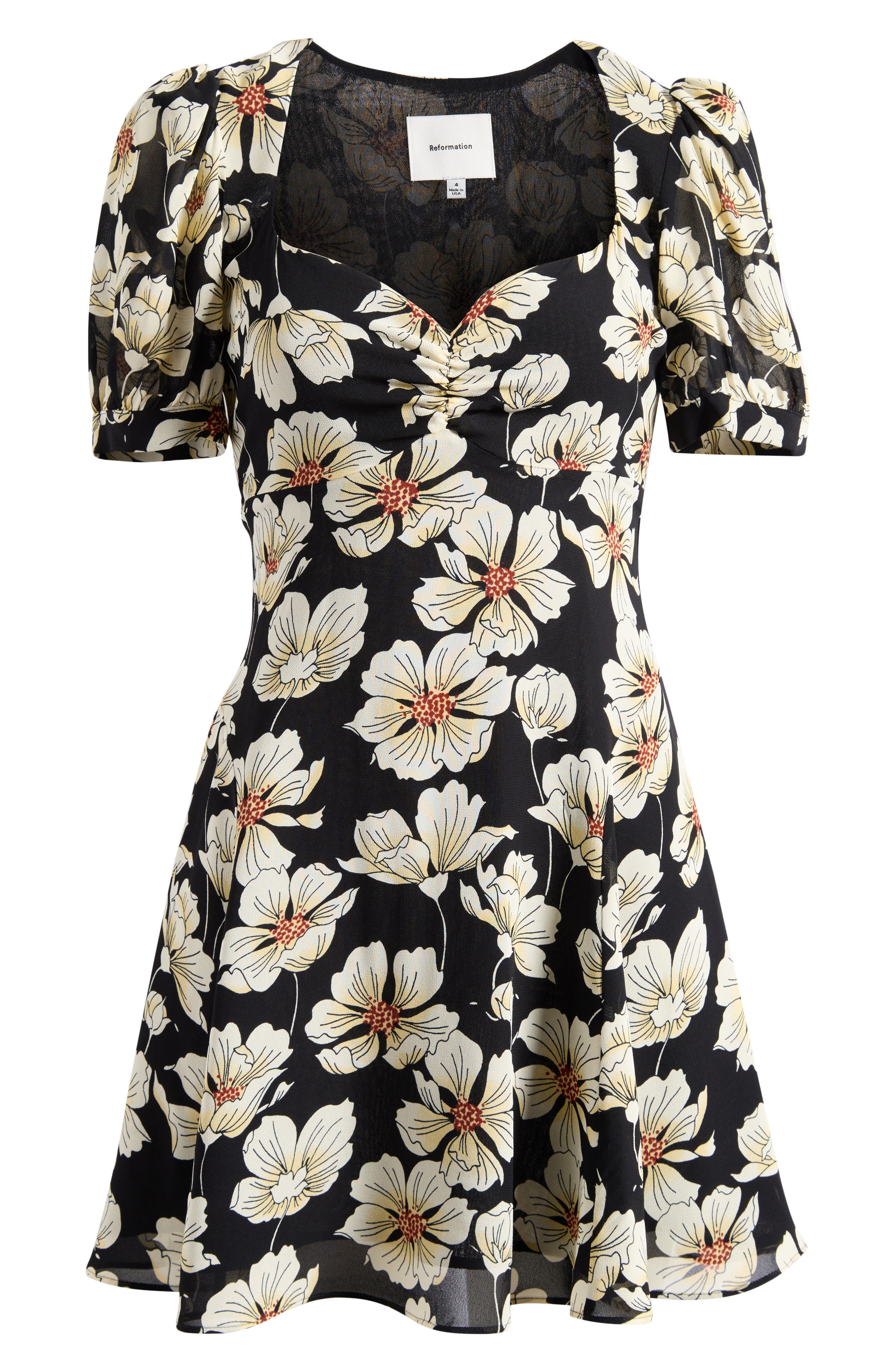 Reformation Rebecca Sweetheart Neck Minidress in Oriole at Nordstrom - 1