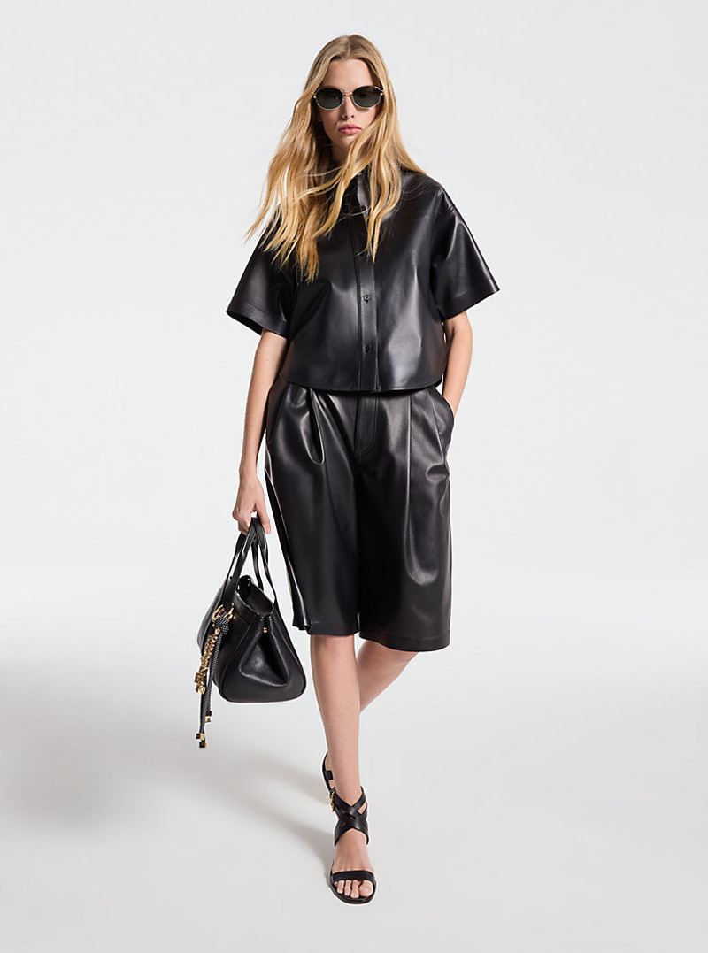 Cropped Leather Shirt 1