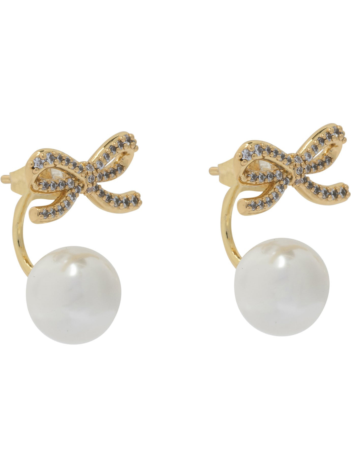 Self-portrait Earrings With Gold Prong And Pearls - 2