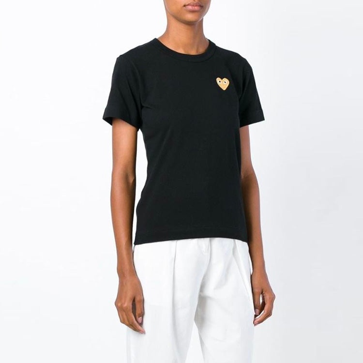 (WMNS) COMME des GARCONS PLAY Heart Logo Tee 'Black Gold' AZ-T215-015-1 - 4