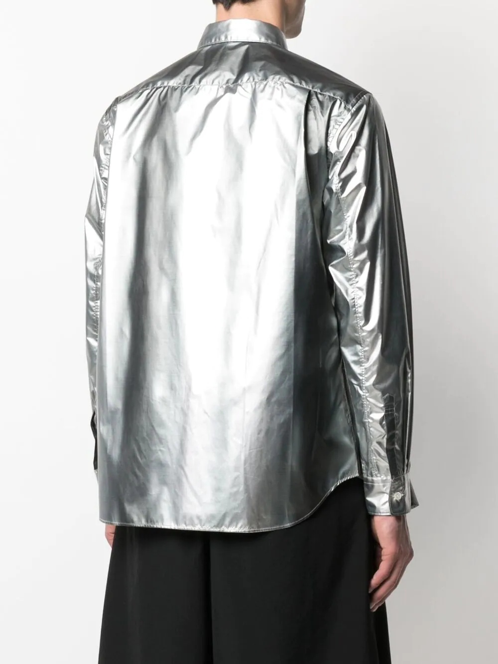 cut-out panelled metallic shirt - 4