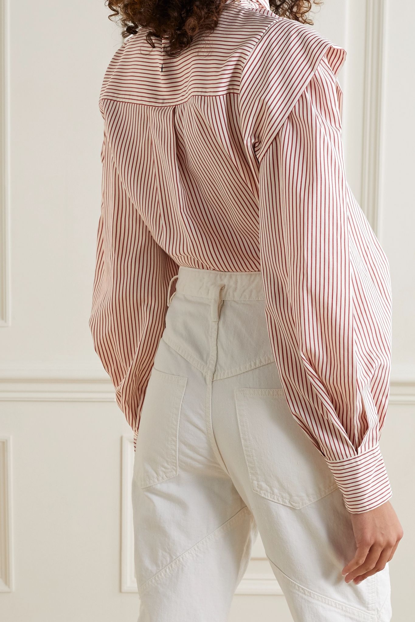 Bianca layered striped silk-twill blouse - 3