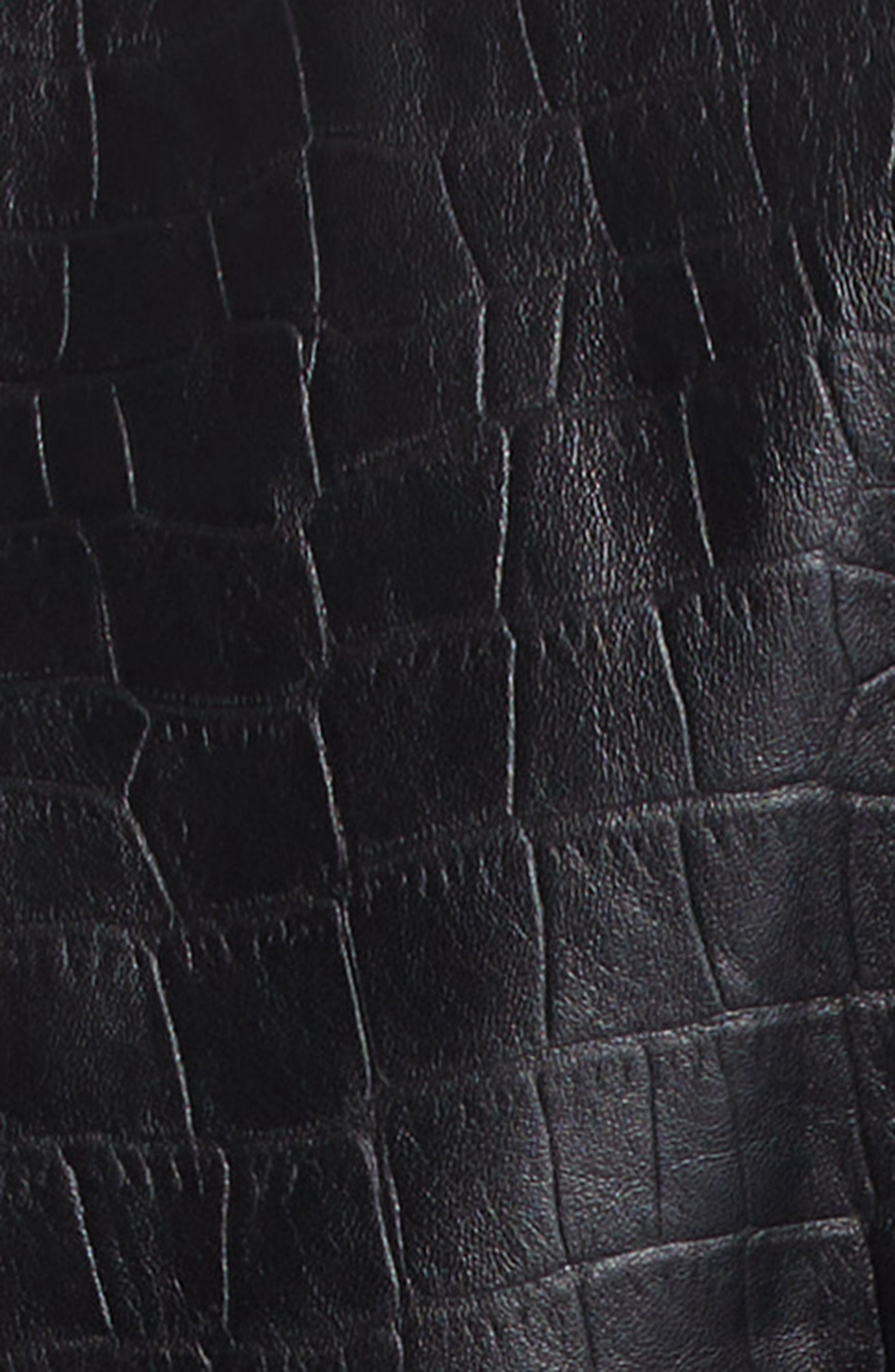 Fear of God Crocodile-Embossed Crop Leather Jacket in Black at Nordstrom - 5
