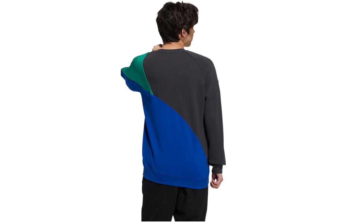 Men's adidas originals Colorblock Design Logo Printing Round Neck Pullover Long Sleeves Colorblock H - 2