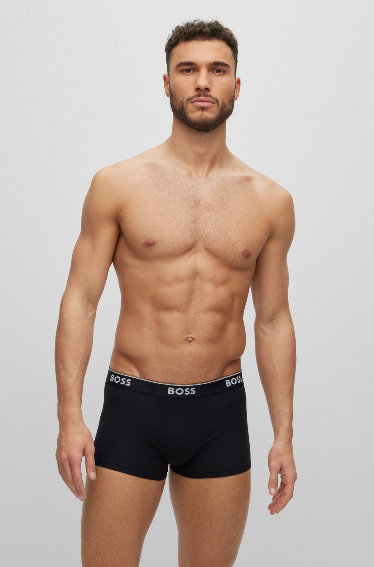 THREE-PACK OF STRETCH-COTTON TRUNKS WITH LOGO WAISTBANDS - 7