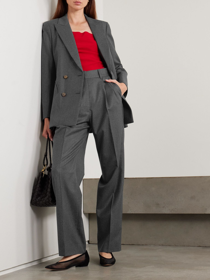 BLAZÉ MILANO Fox pleated wool-twill straight-leg pants Dark gray outlook