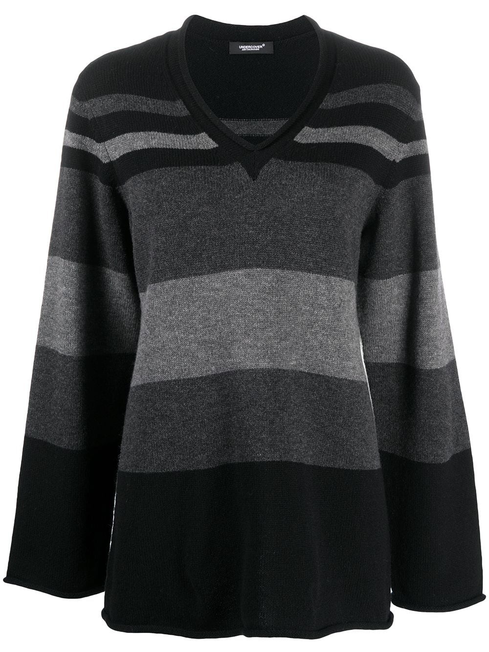 striped v-neck jumper - 1