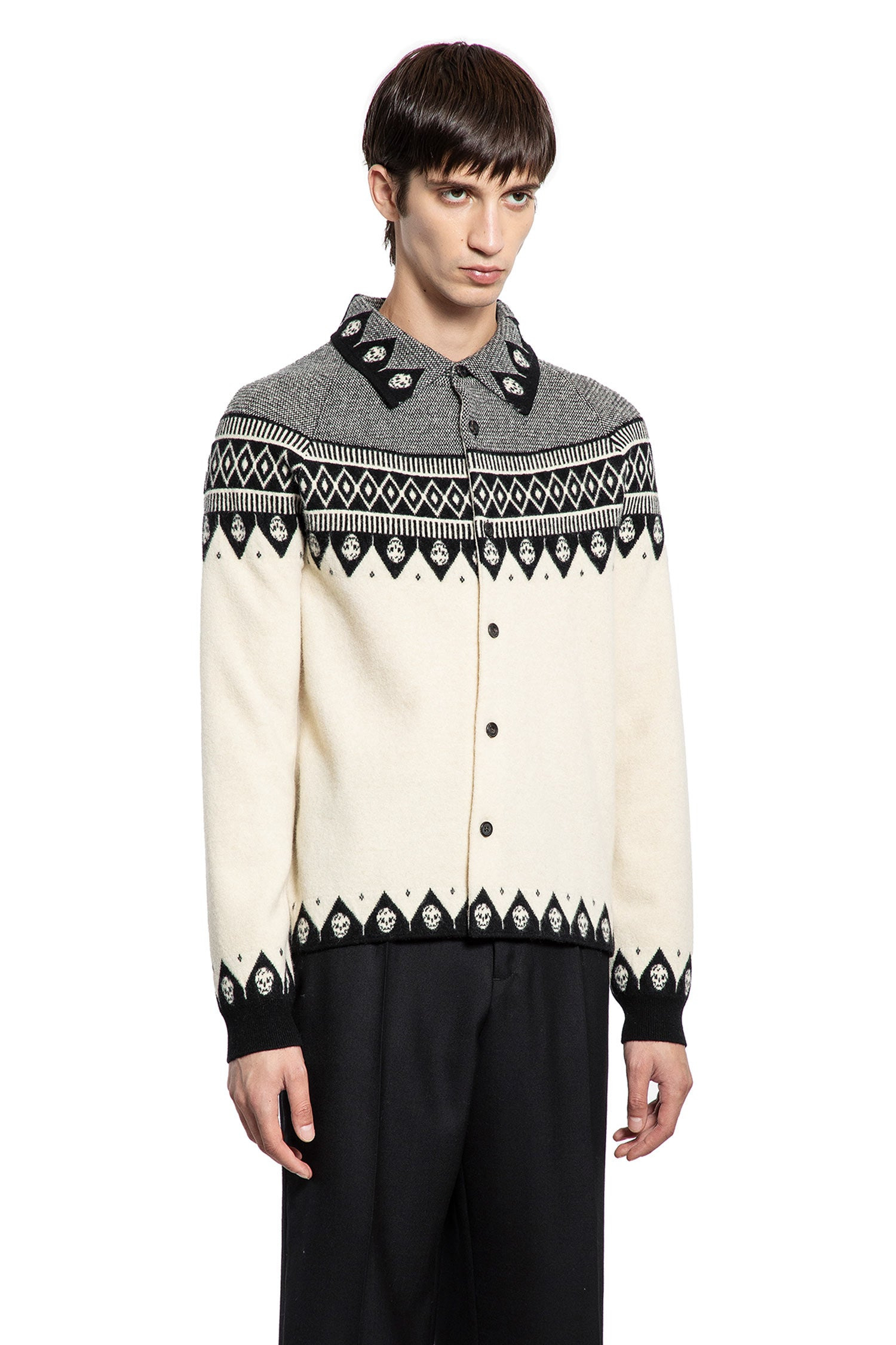 Fair Isle Polo Cardigan - 2