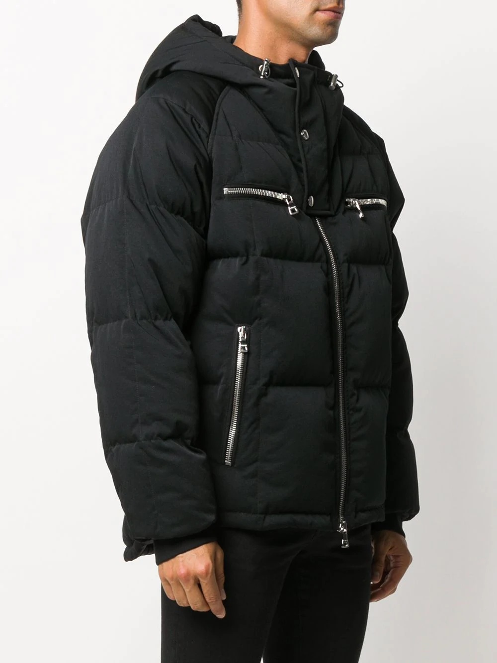 logo-print hooded puffer coat - 3