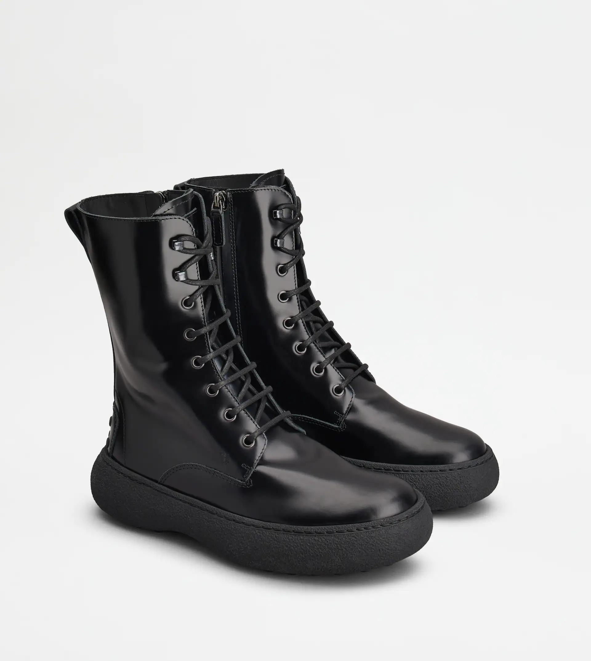 TOD'S W. G. LACE-UP ANKLE BOOTS IN LEATHER - BLACK - 3