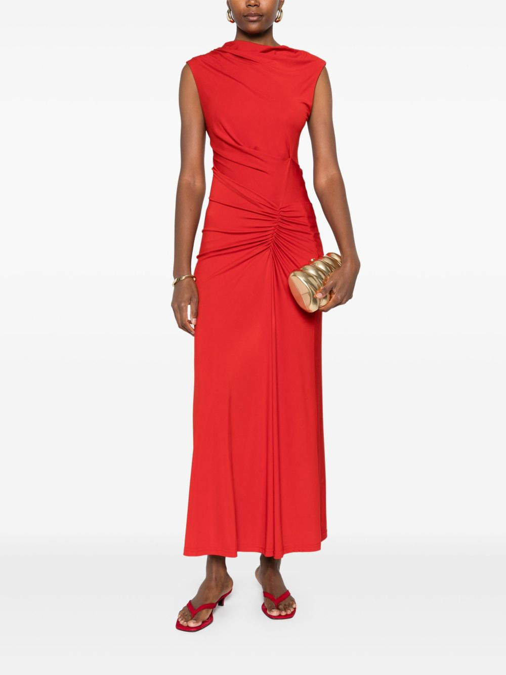 cowl-neck draped midi dress - 2