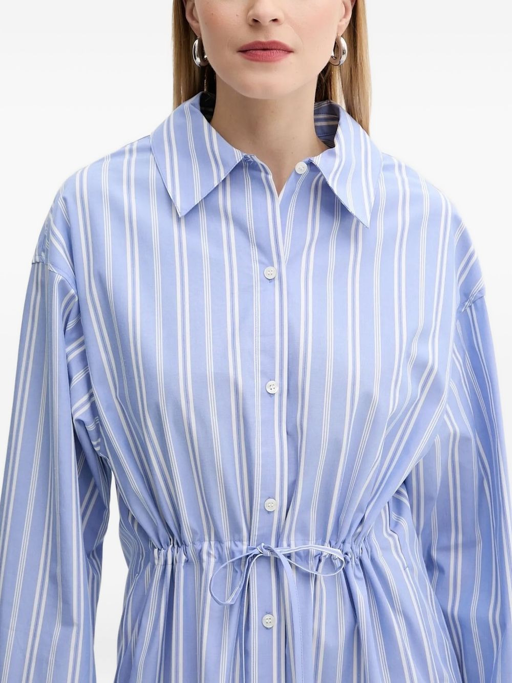 Sacatan striped drawstring shirt dress - 3