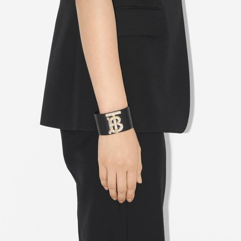Crystal Monogram Leather Cuff 3