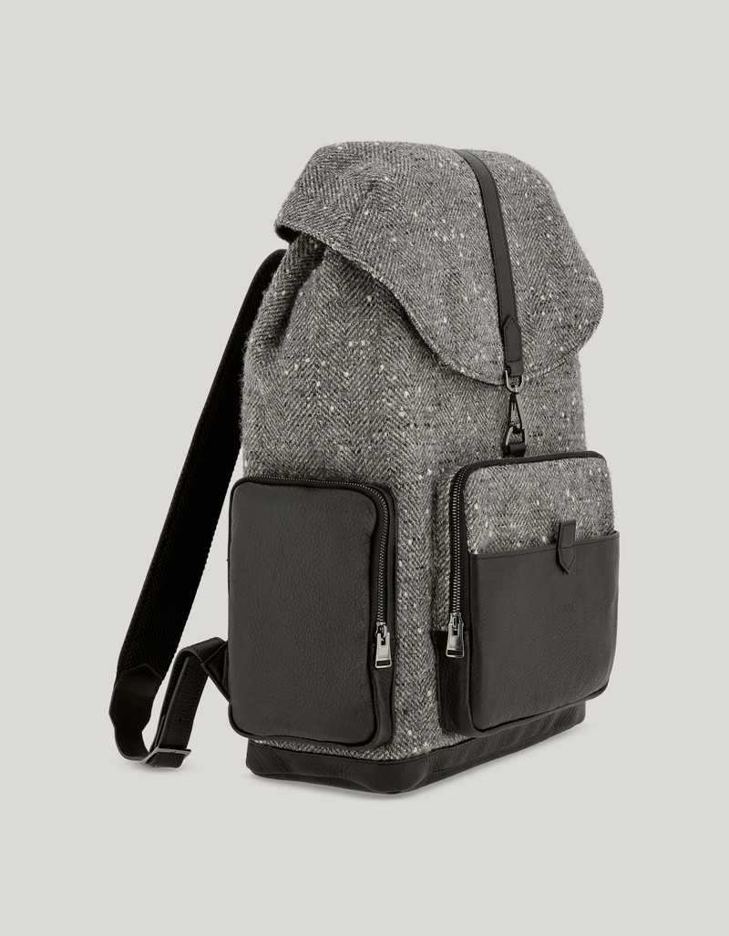 ALPACA WOOL AND HAMMERED CALFSKIN BLEND THREE POCKET BACKPACK 3