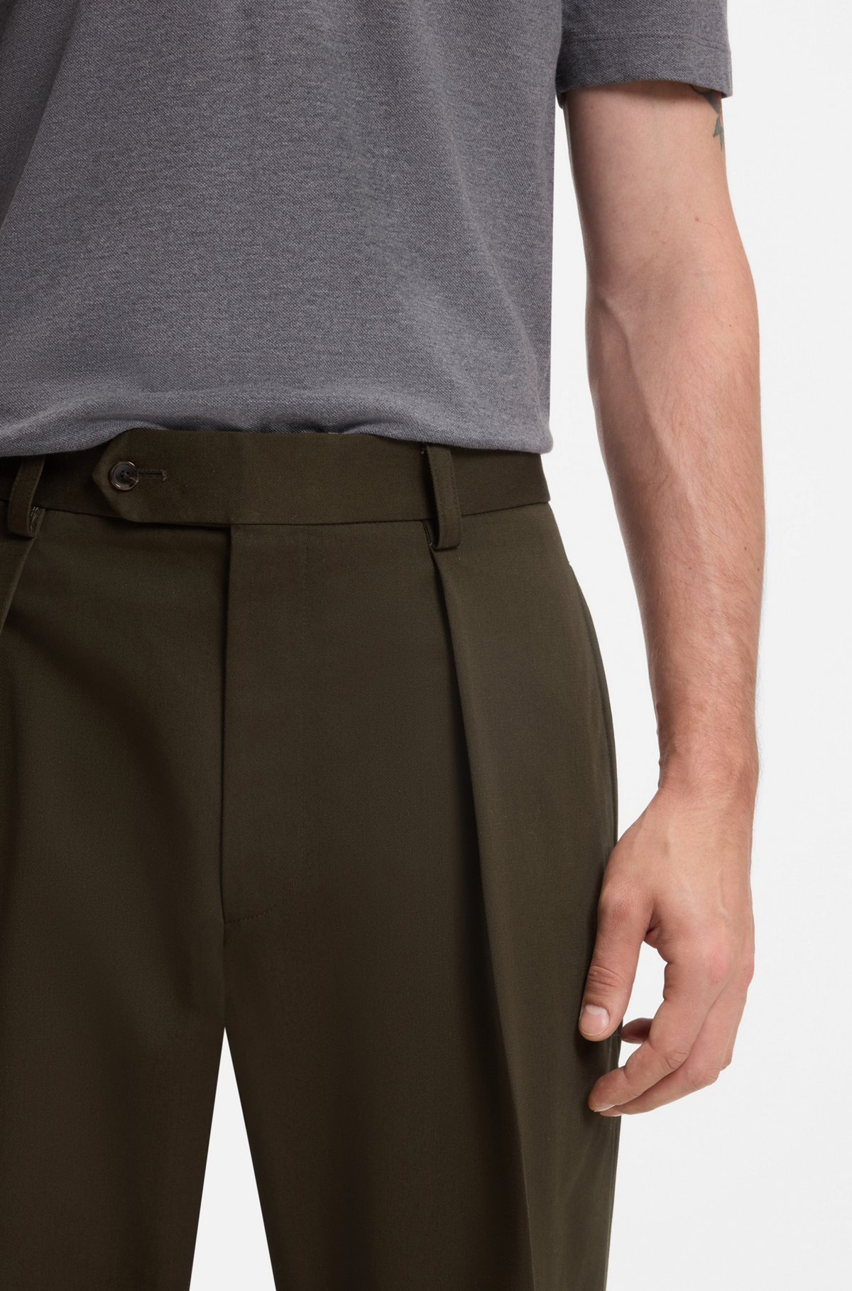 BECKHAM X BOSS MICRO-PATTERNED TROUSERS IN COTTON - 5