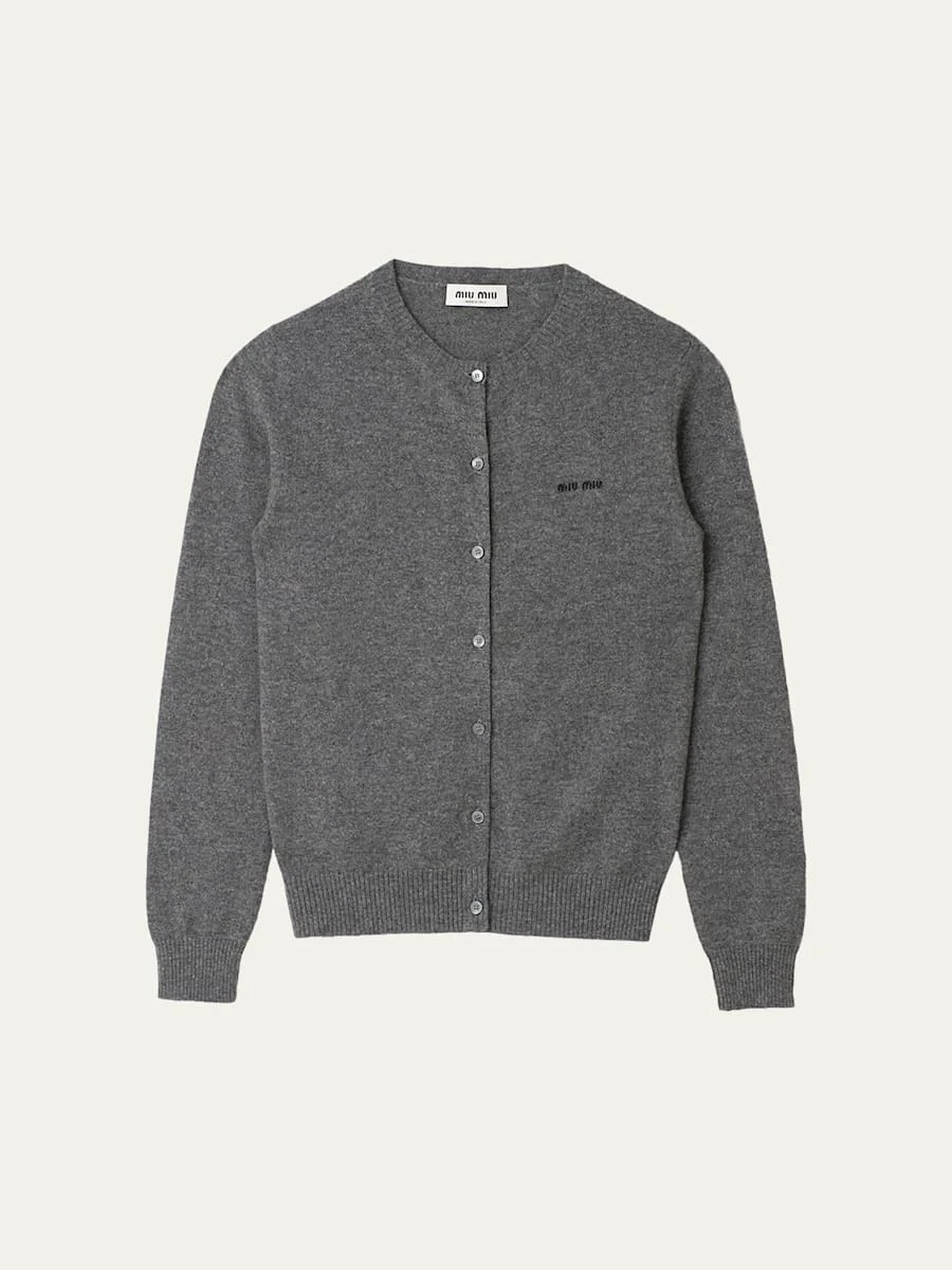 Cashmere Crewneck Cardigan - 1